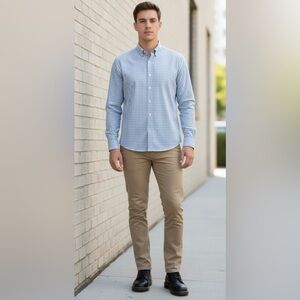 Classic Blue and White Gingham Men's Shirt